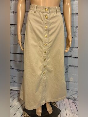 Vintage Ralph Lauren Khaki A-Line 100% Cotton Skirt  Size 6